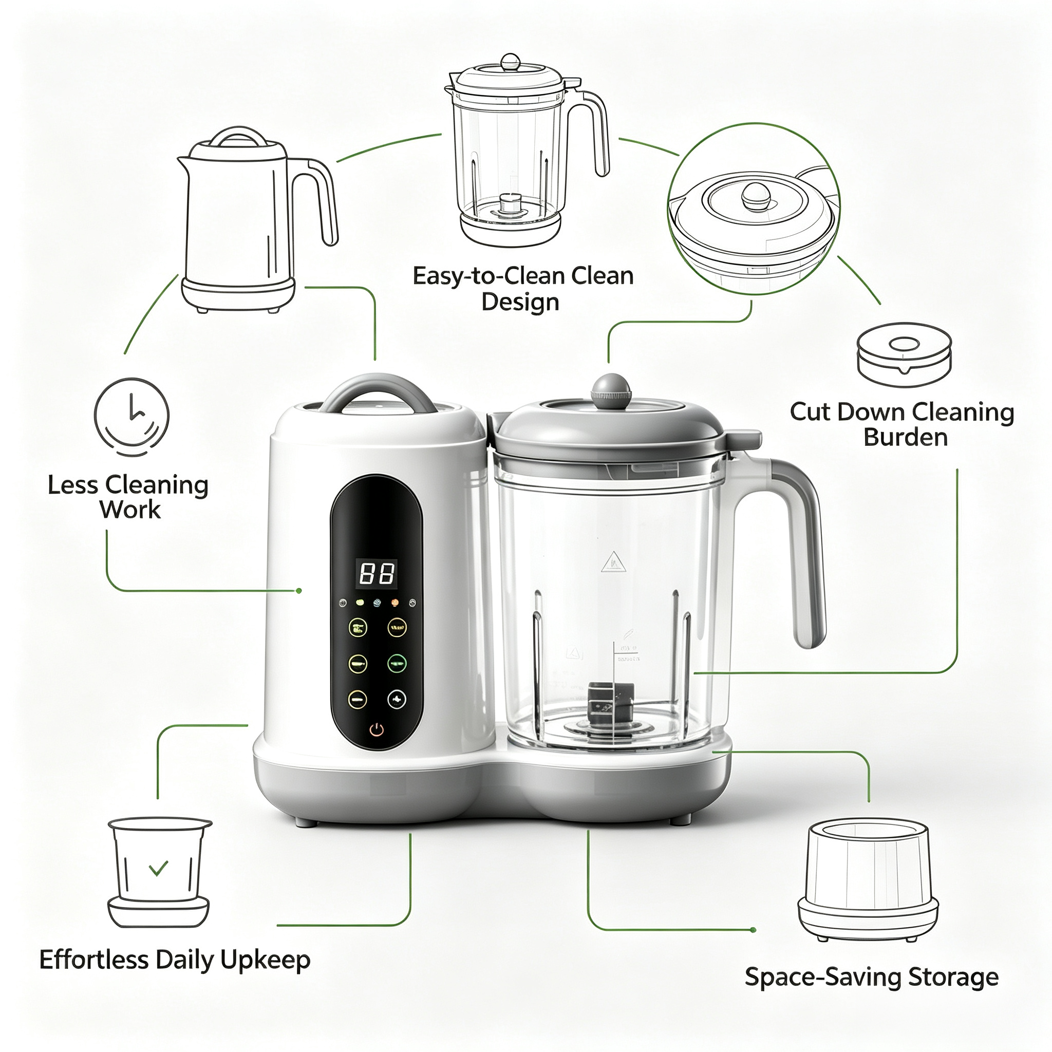 All-in-One Baby Food Maker, Steamer and Blender with Puree Function, Multi-Function Kitchen Appliance for Home Use