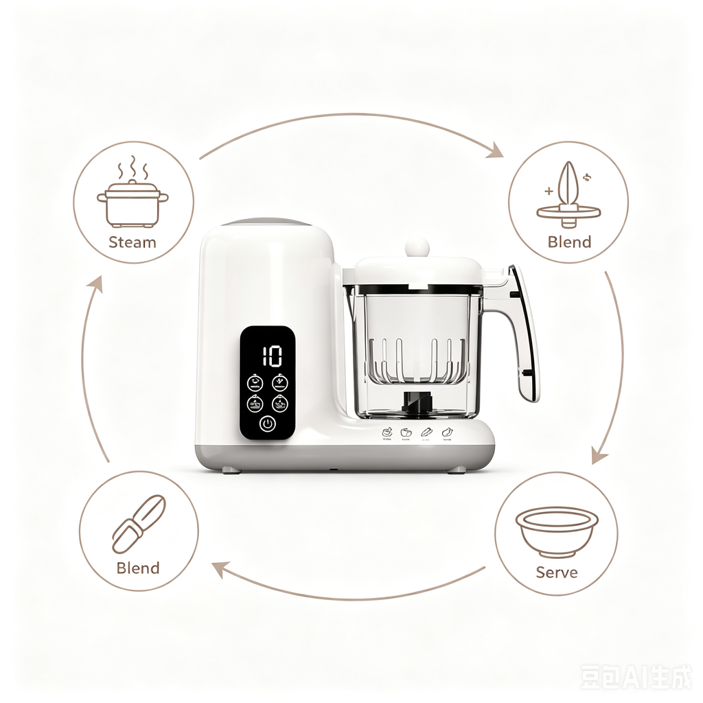 Baby Food Maker, Steamer and Blender with Puree Function, Multi-Function Kitchen Appliance for Home Use