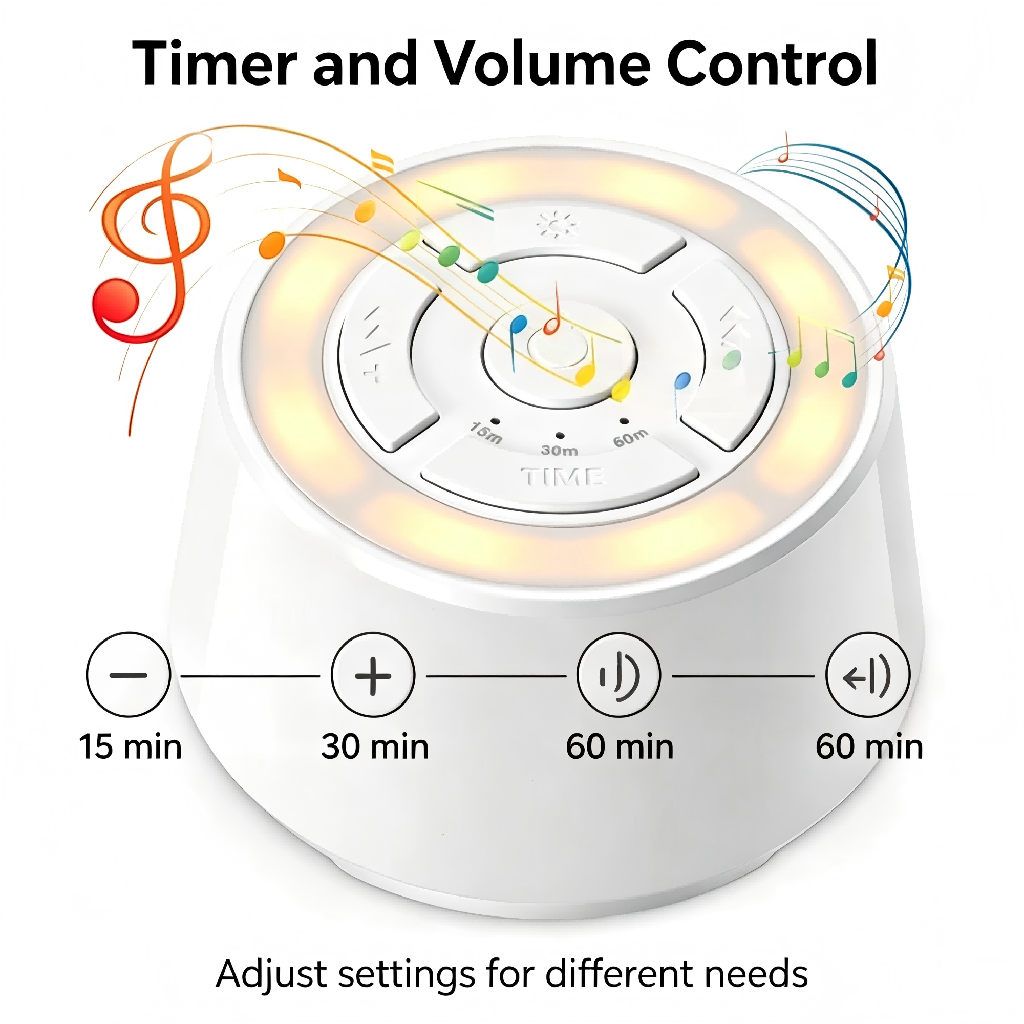 Clip-On Portable Baby Sound Machine with Adjustable Night Light, 20 Built-In Audio Tracks & Auto Timer
