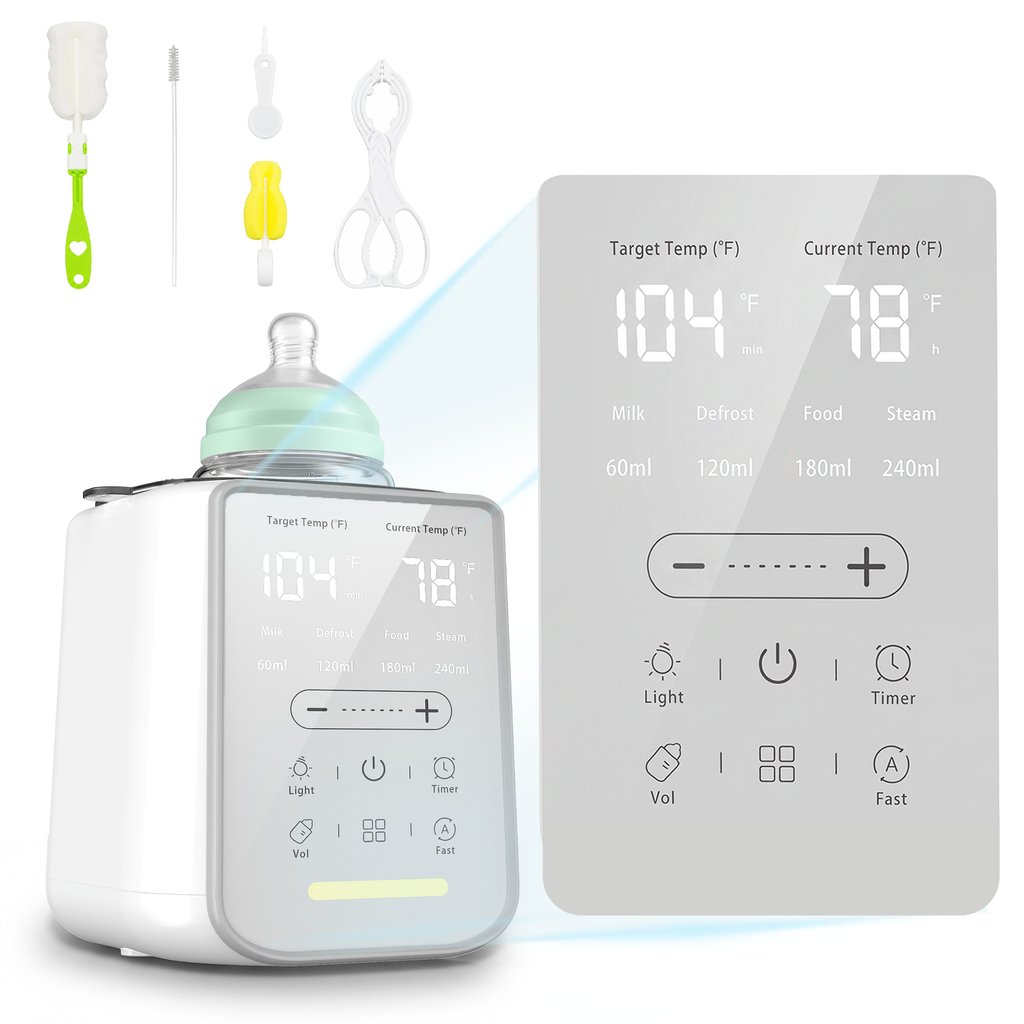 Baby Bottle Warmer, Smart Fast Milk Warmer & Food Heater, 212°F Steam Sterilizer & Defrost with Touch Screen LED Display, White