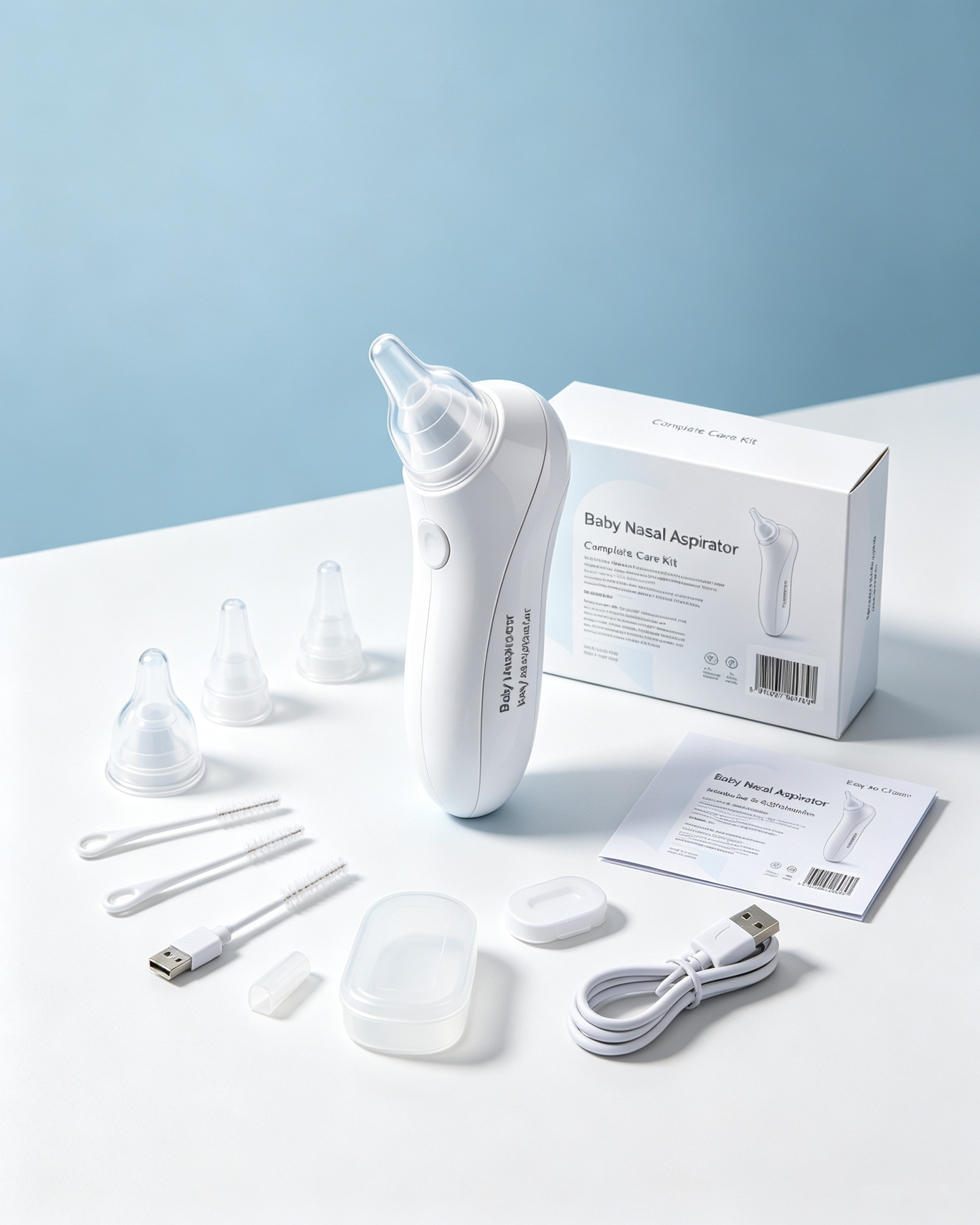 Rechargeable Baby Nasal Aspirator with Adjustable Suction, Silicone Tips, Light & Music, Portable Nose Care Device