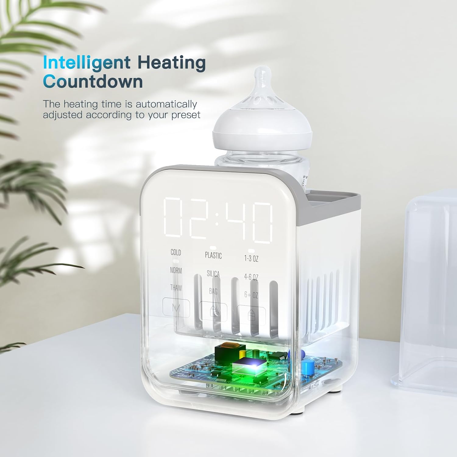 Baby Bottle Warmer, 8-in-1 Bottle Heating Machine with Adjustable Temperature, Timer Function and Digital Display for Home Use