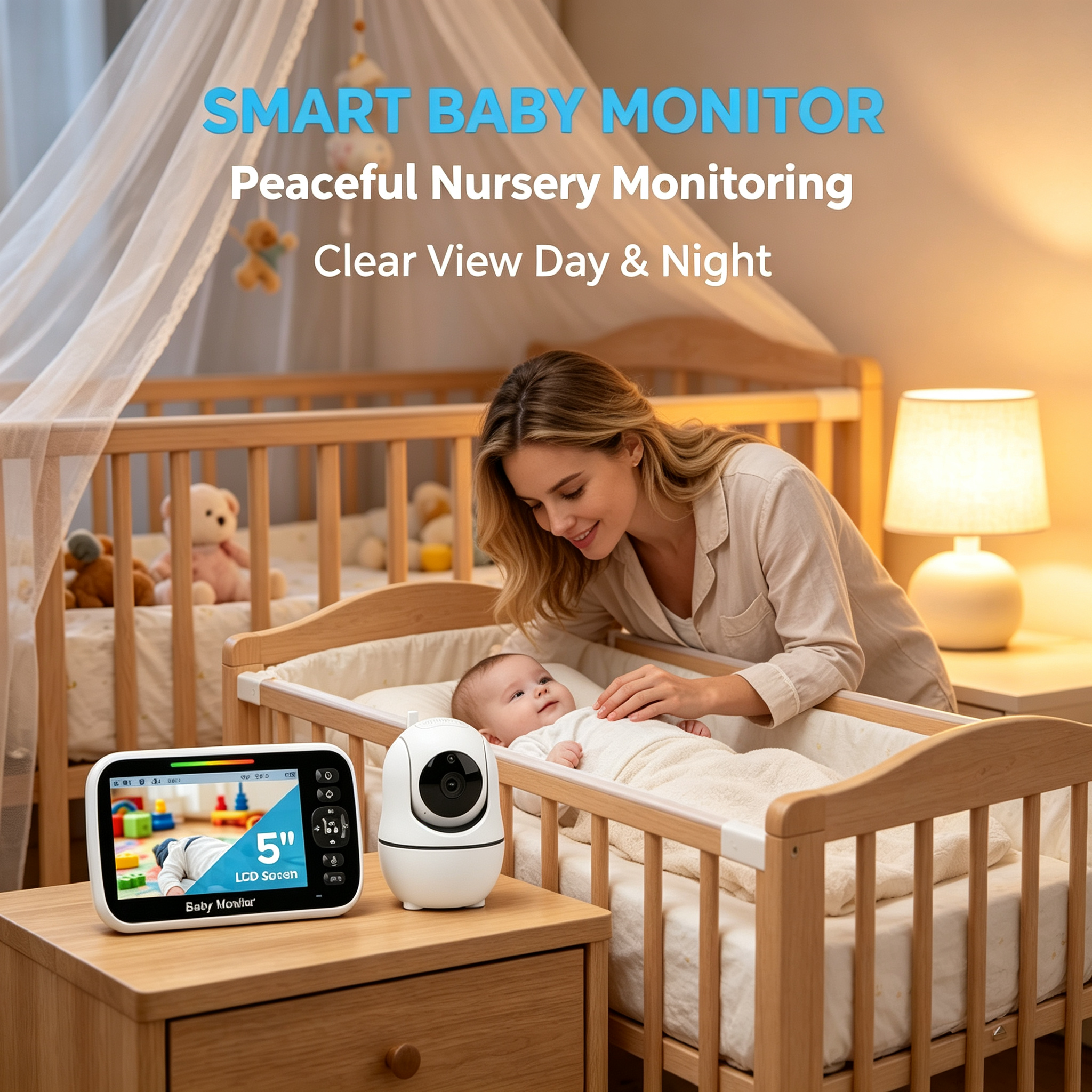 5" IPS Video Baby Monitor with Remote Camera, Night Vision, Voice Communication and Adjustable Display Unit