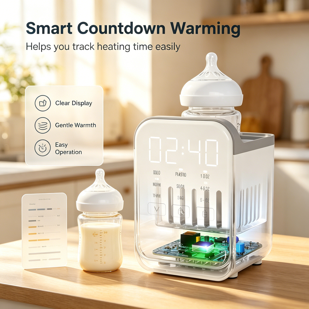 Electric Bottle Warmer, Multi Function Baby Bottle Heater with Adjustable Temperature, Timer and Removable Basket