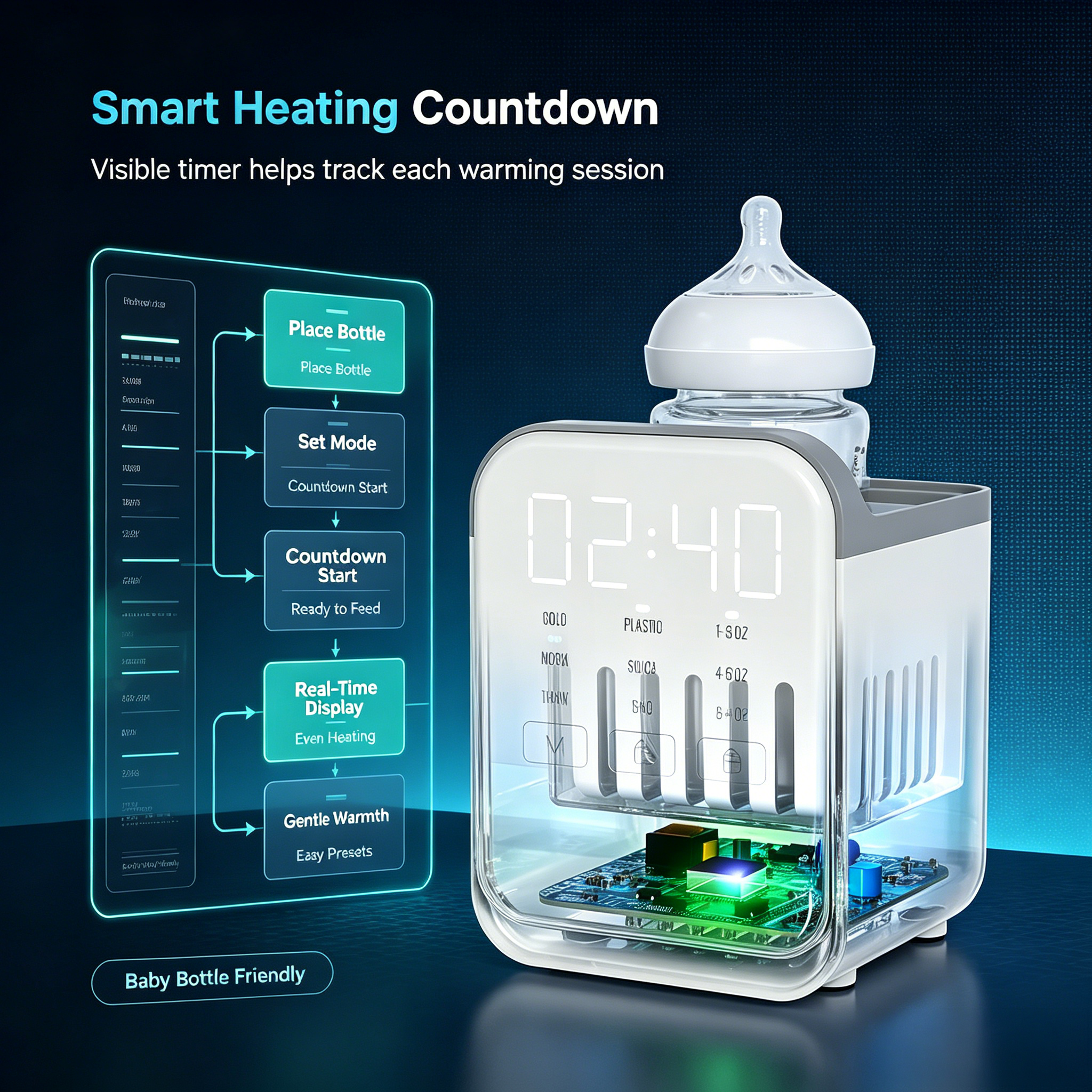 Bottle Warmer with Timer and Temperature Settings, Digital Baby Bottle Heater with Compact Design for Home Use