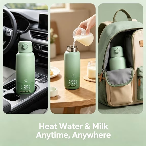 Upgraded Portable Bottle Warmer, 17 oz Large Capacity, 16000mAh Long Battery Life, 2-Min Fast Heating for Travel, Ideal for Heating Milk, Formula and Water On-the-Go