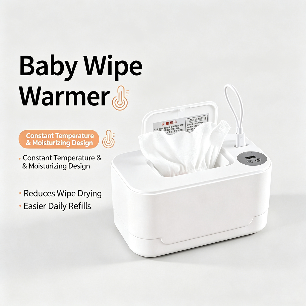 Baby Wipe Warmer Dispenser with 4 Adjustable Warmth Settings, Dimmable Night Light and Large Capacity Design