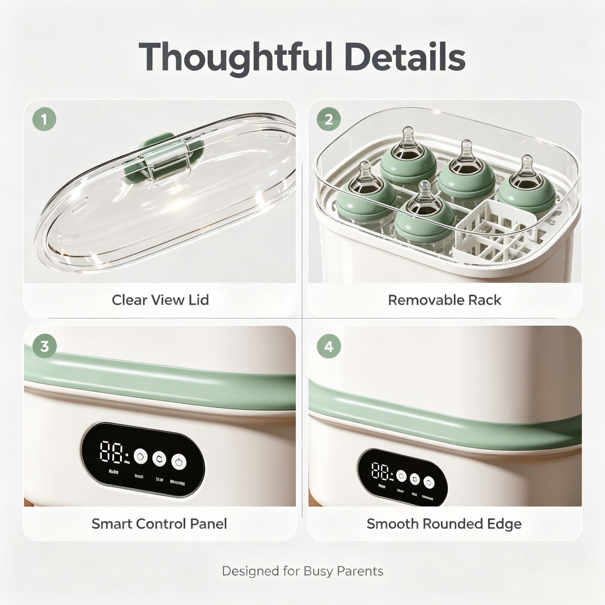 Baby Bottle Sterilizer, Dryer and Warmer with Steam Function, Hot Air Drying, Digital Timer