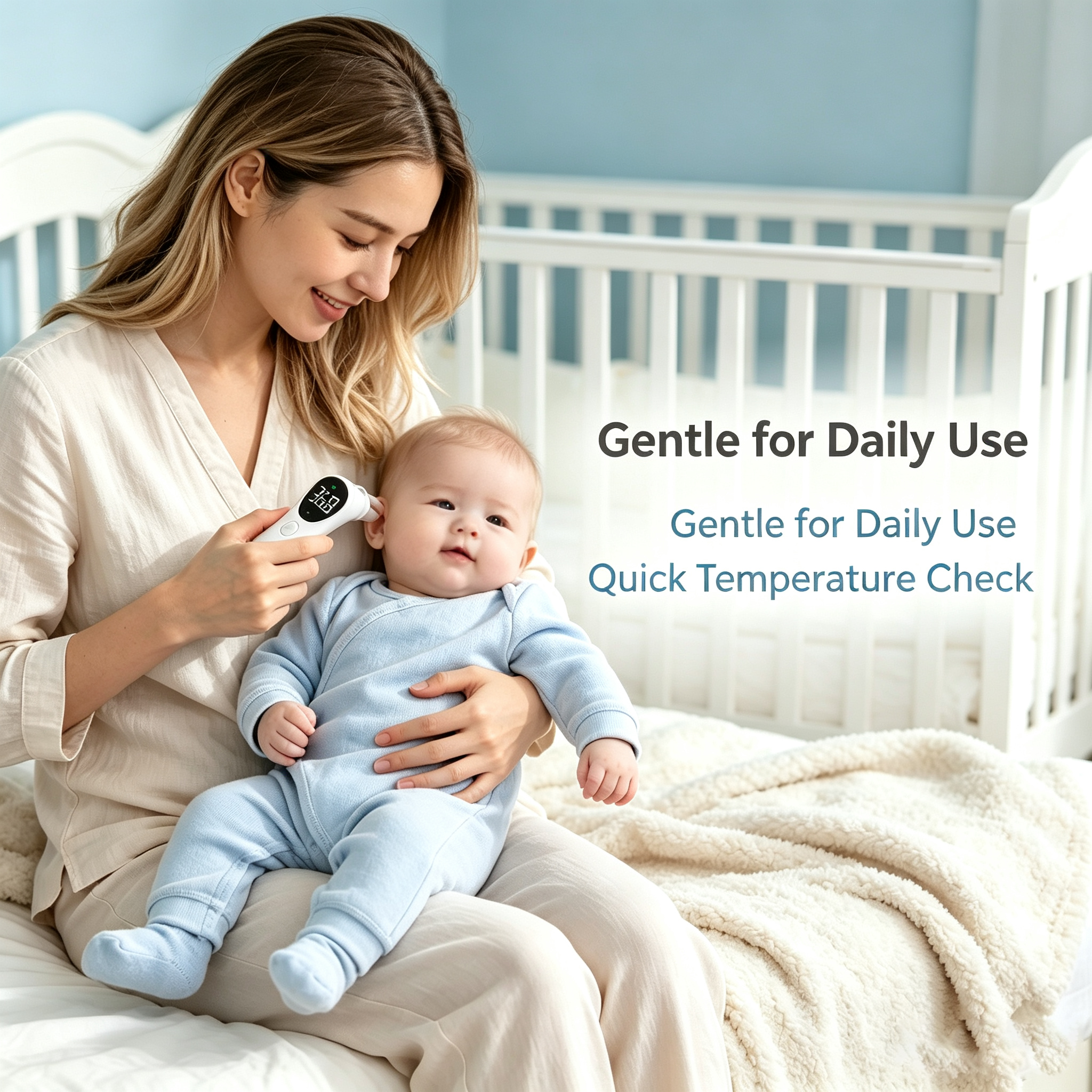 Touch-Free Infrared Forehead Thermometer, Digital Temperature Reader for Family Use