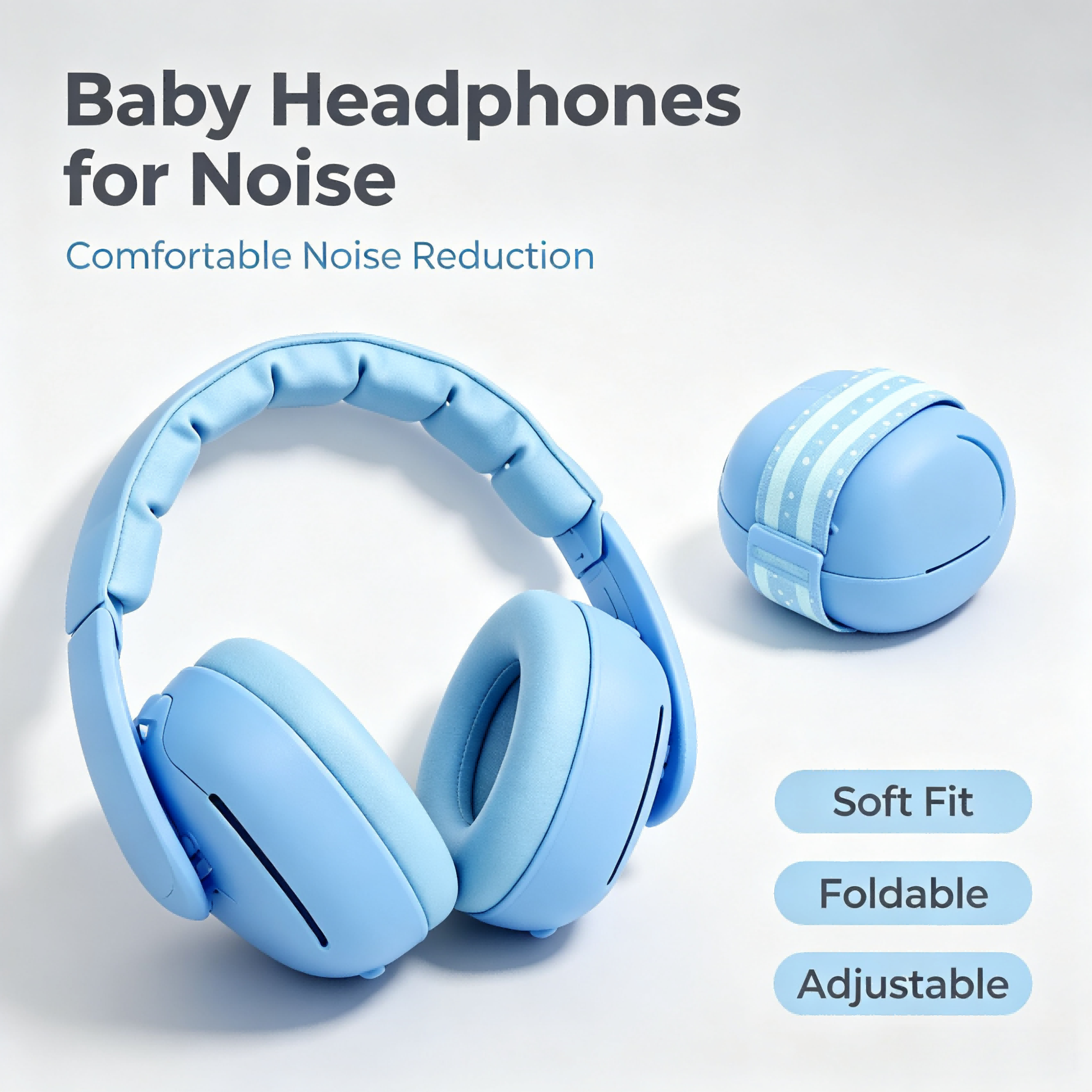 Baby Sound Reducing Earmuffs, Adjustable Lightweight Ear Covers for Travel and Outdoor Activities