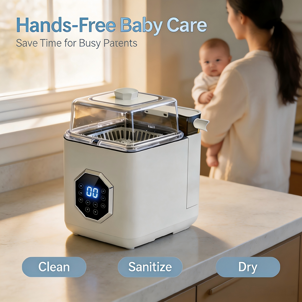 All-in-One Baby Bottle Washer, Sterilizer & Dryer, Fits Pump Parts, Nipples & Pacifiers, Time-Saving & Hands-Free, Baby Essentials, White