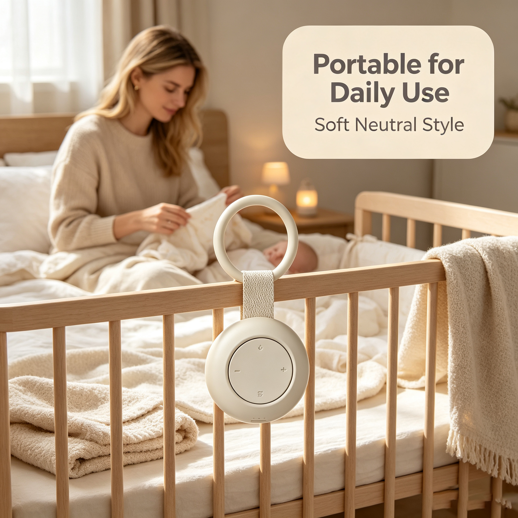 Clip-On Portable Baby Sound Machine with Night Light, 20 Built-In Sounds, Auto Timer and USB-C Rechargeable Design
