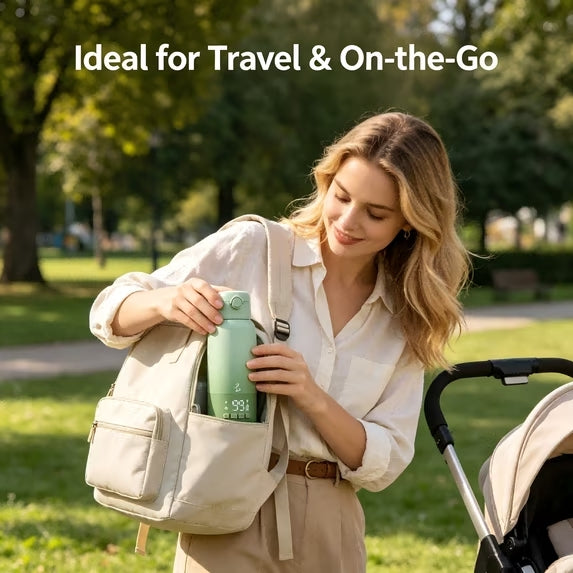 Upgraded Portable Bottle Warmer, 17 oz Large Capacity, 16000mAh Long Battery Life, 2-Min Fast Heating for Travel, Ideal for Heating Milk, Formula and Water On-the-Go