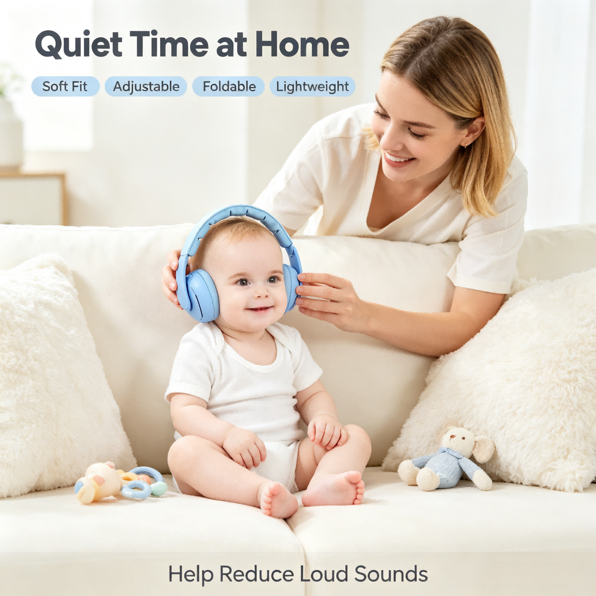 Baby Sound Reducing Earmuffs, Adjustable Lightweight Ear Covers for Travel and Outdoor Activities