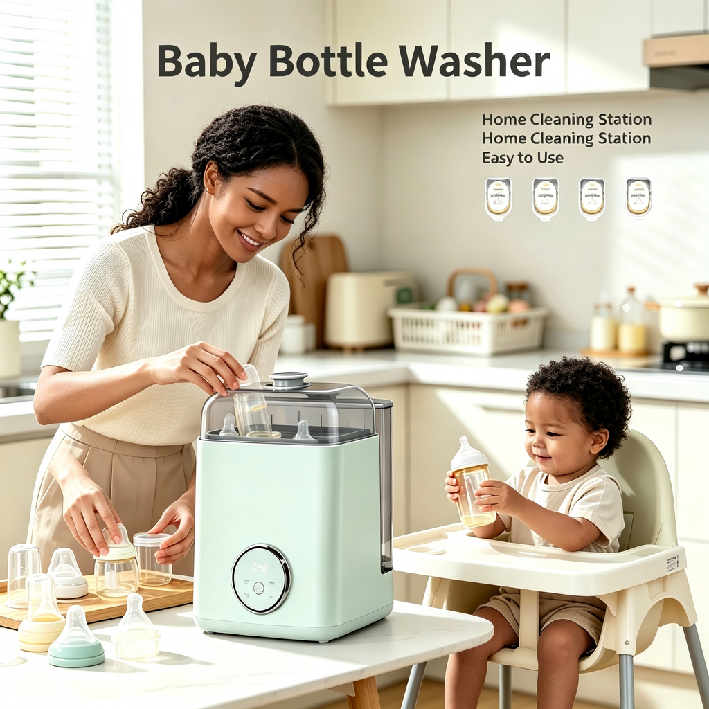 Baby Bottle Washer and Dryer, Automatic Cleaning Machine with Drying and Storage Functions for Bottles and Accessories