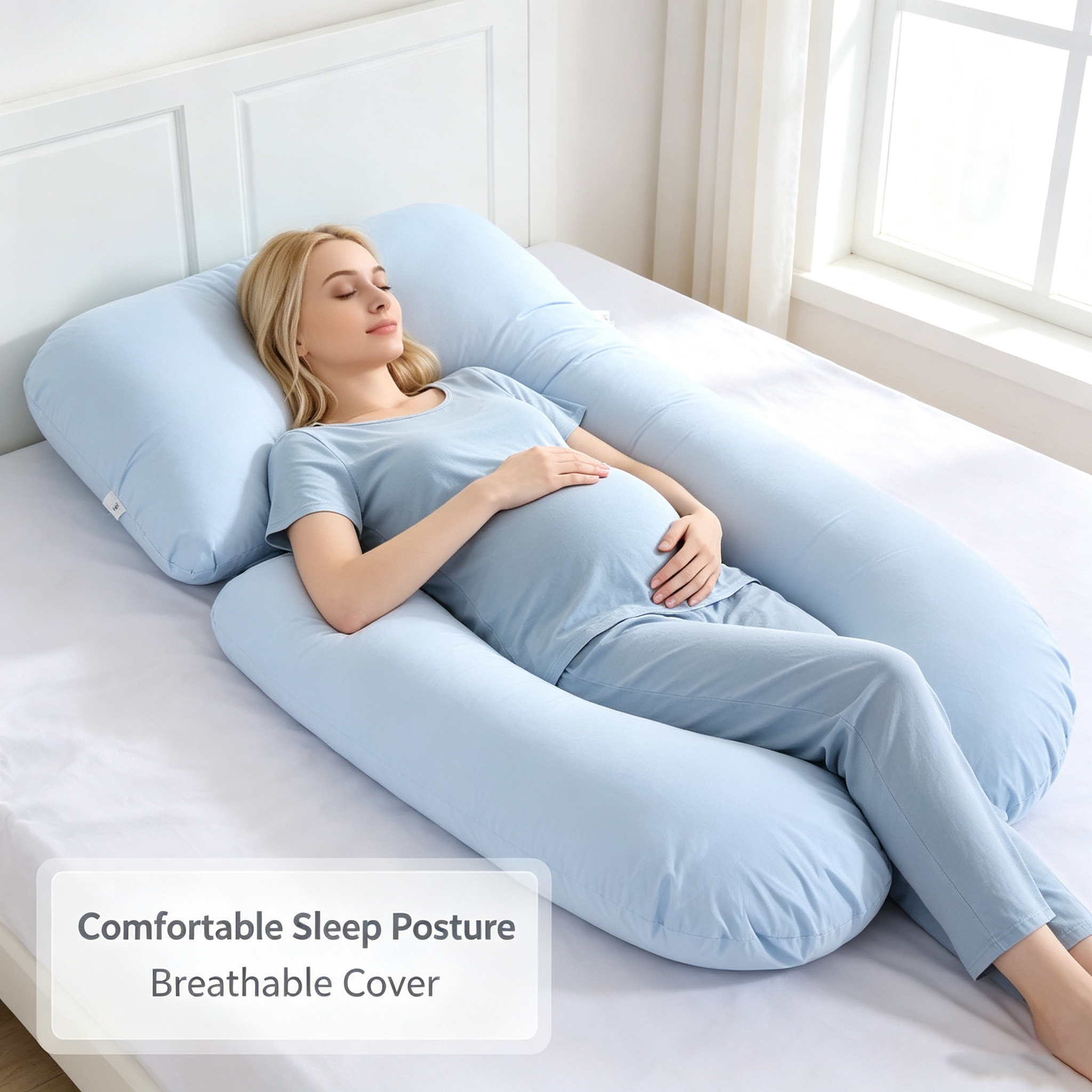 Maternity Pregnancy Pillow, U Shape Full Body Pillow with Removable Cover, Large Soft Cushion for Bed and Home Use