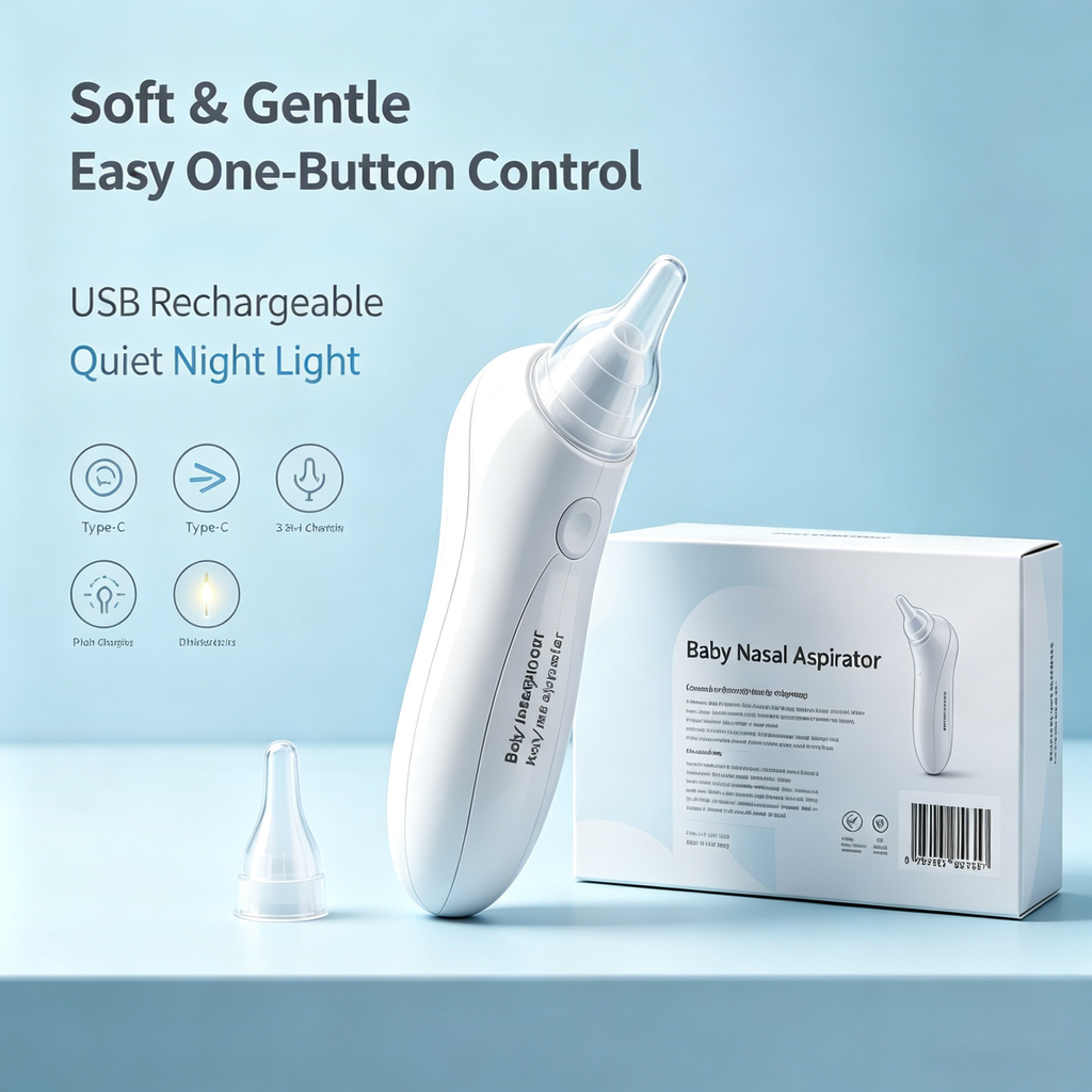 Electric Baby Nose Cleaner with Rechargeable Battery, Adjustable Suction Levels, Soft Tips, Storage Case
