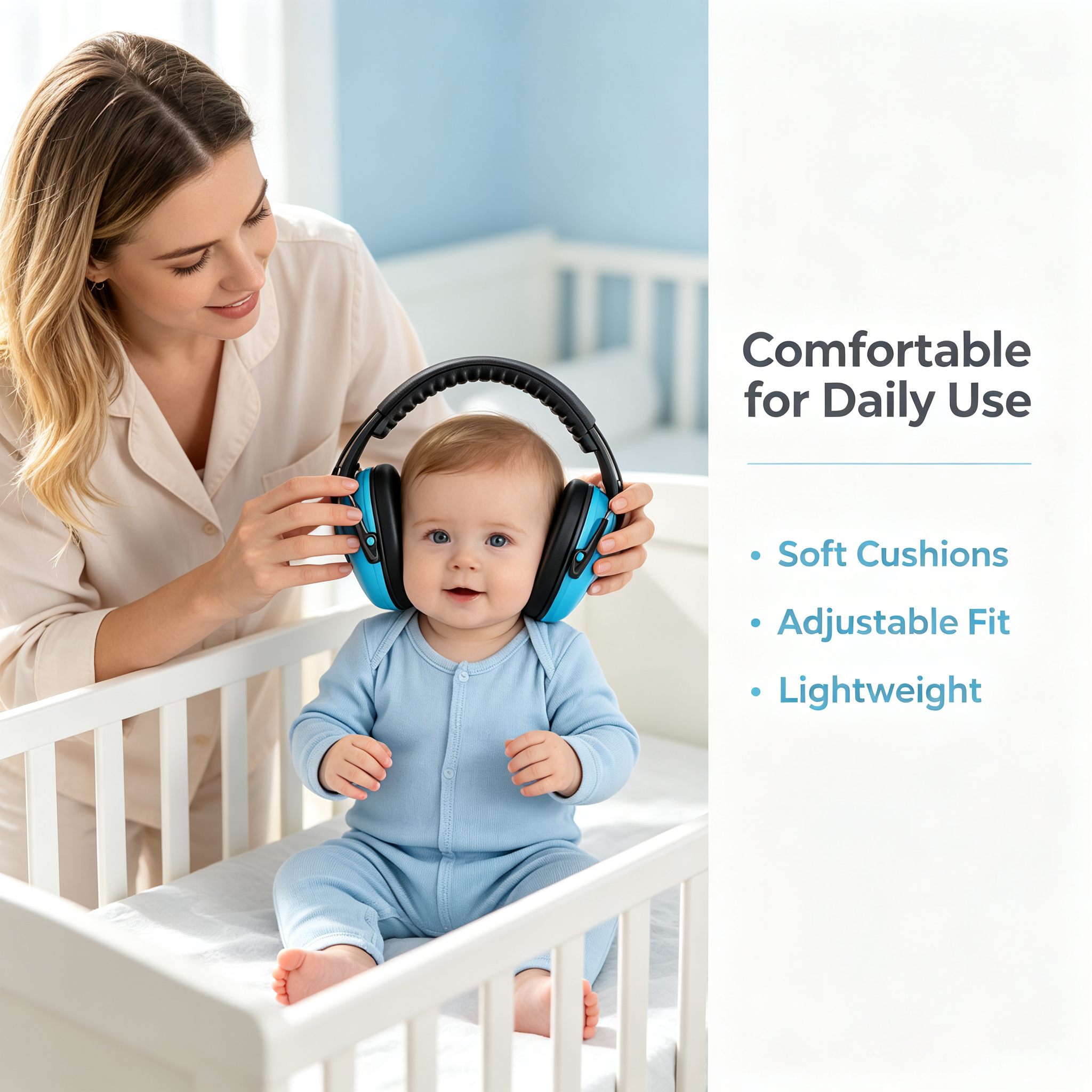 Baby Noise Reduction Earmuffs for Infants & Toddlers 3-36 Months, Adjustable Lightweight Ear Covers for Travel and Outdoor Activities