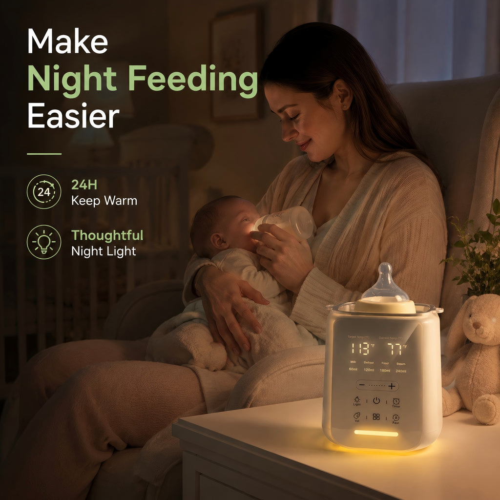 Baby Bottle Warmer, Smart Fast Milk Warmer & Food Heater, 212°F Steam Sterilizer & Defrost with Touch Screen LED Display, White